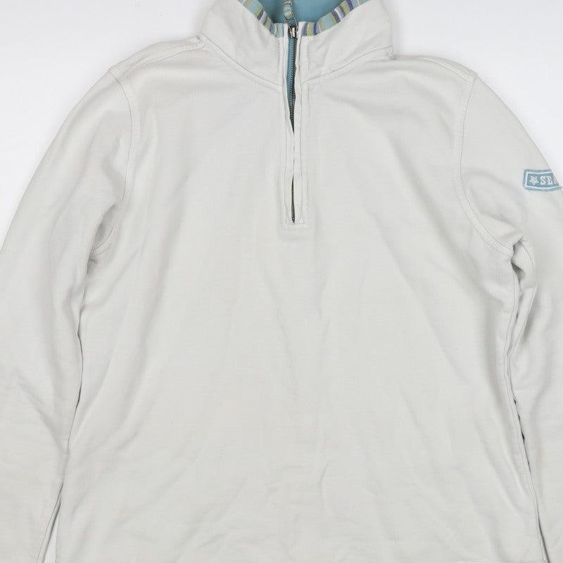 Seasalt Teens White Size 10 Organic Cotton 1/4 Zip Pullover Sweatshirt
