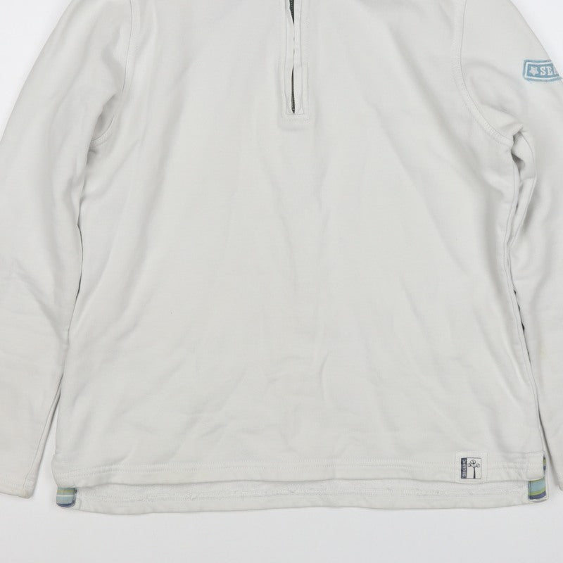 Seasalt Teens White Size 10 Organic Cotton 1/4 Zip Pullover Sweatshirt