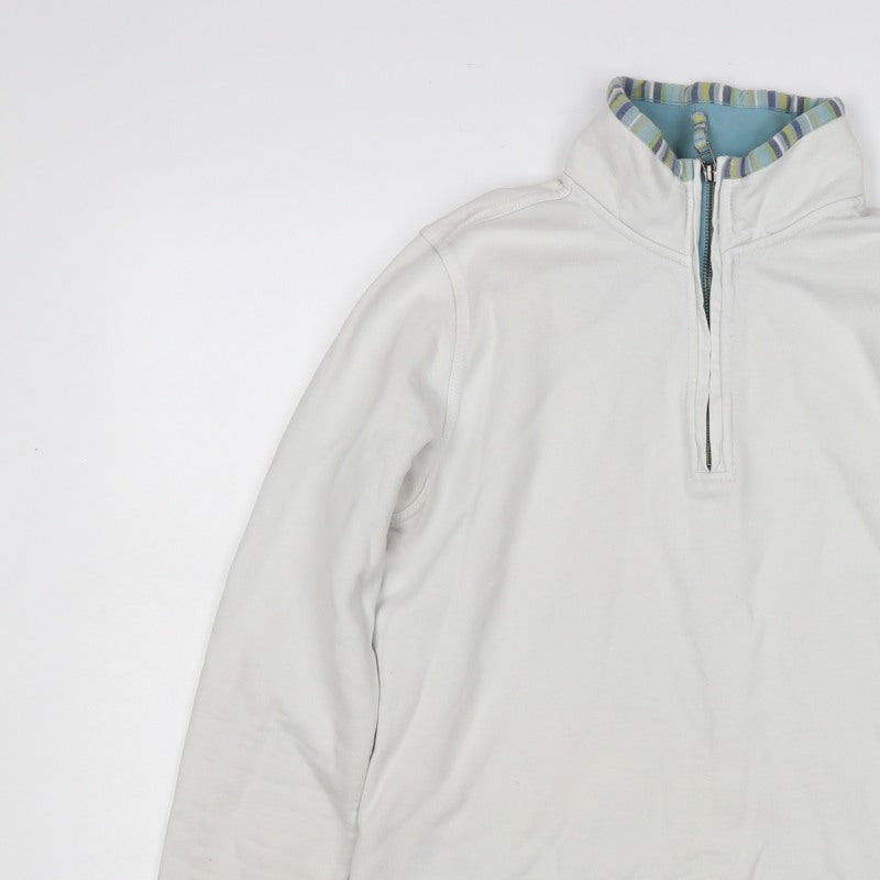 Seasalt Teens White Size 10 Organic Cotton 1/4 Zip Pullover Sweatshirt