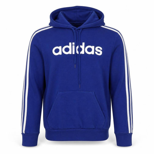 Adidas Men’s Blue S Pullover Hoodie Logo 3 Stripe Sports
