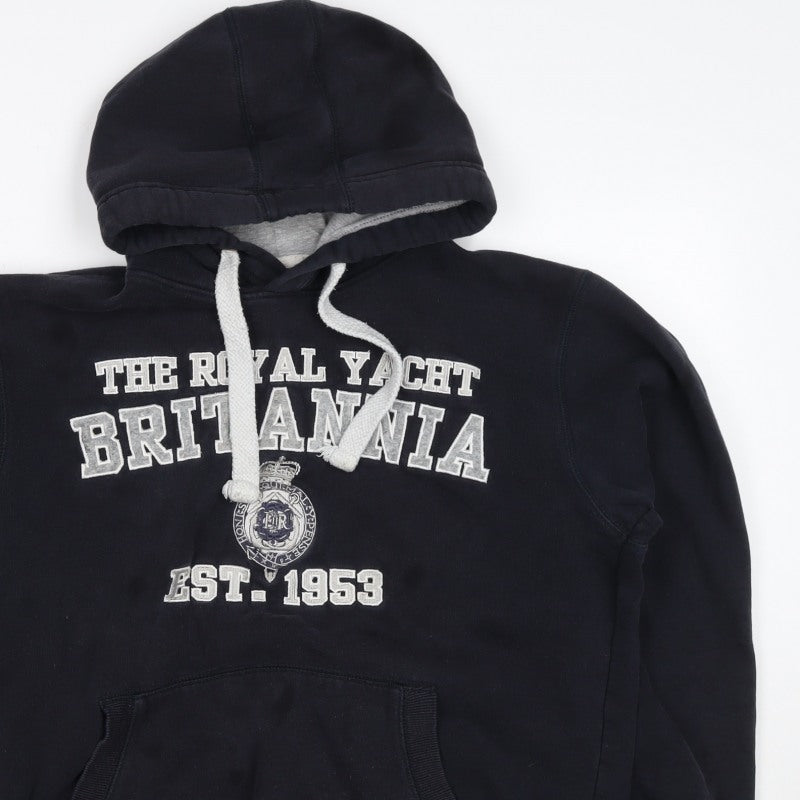 Britannia Men’s Blue M Pullover Hoodie Graphic Print Nautical Fleece