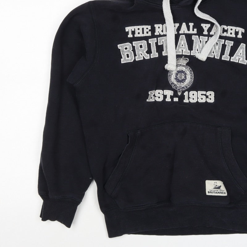 Britannia Men’s Blue M Pullover Hoodie Graphic Print Nautical Fleece
