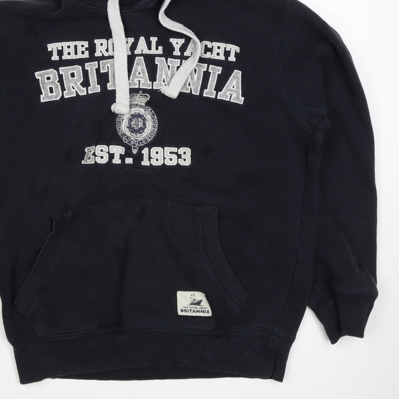 Britannia Men’s Blue M Pullover Hoodie Graphic Print Nautical Fleece