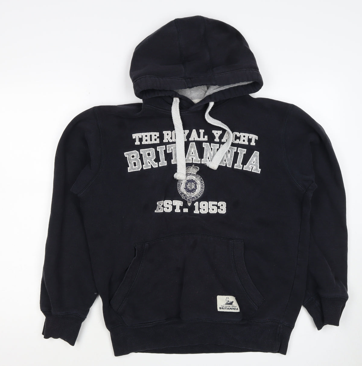 Britannia Men’s Blue M Pullover Hoodie Graphic Print Nautical Fleece
