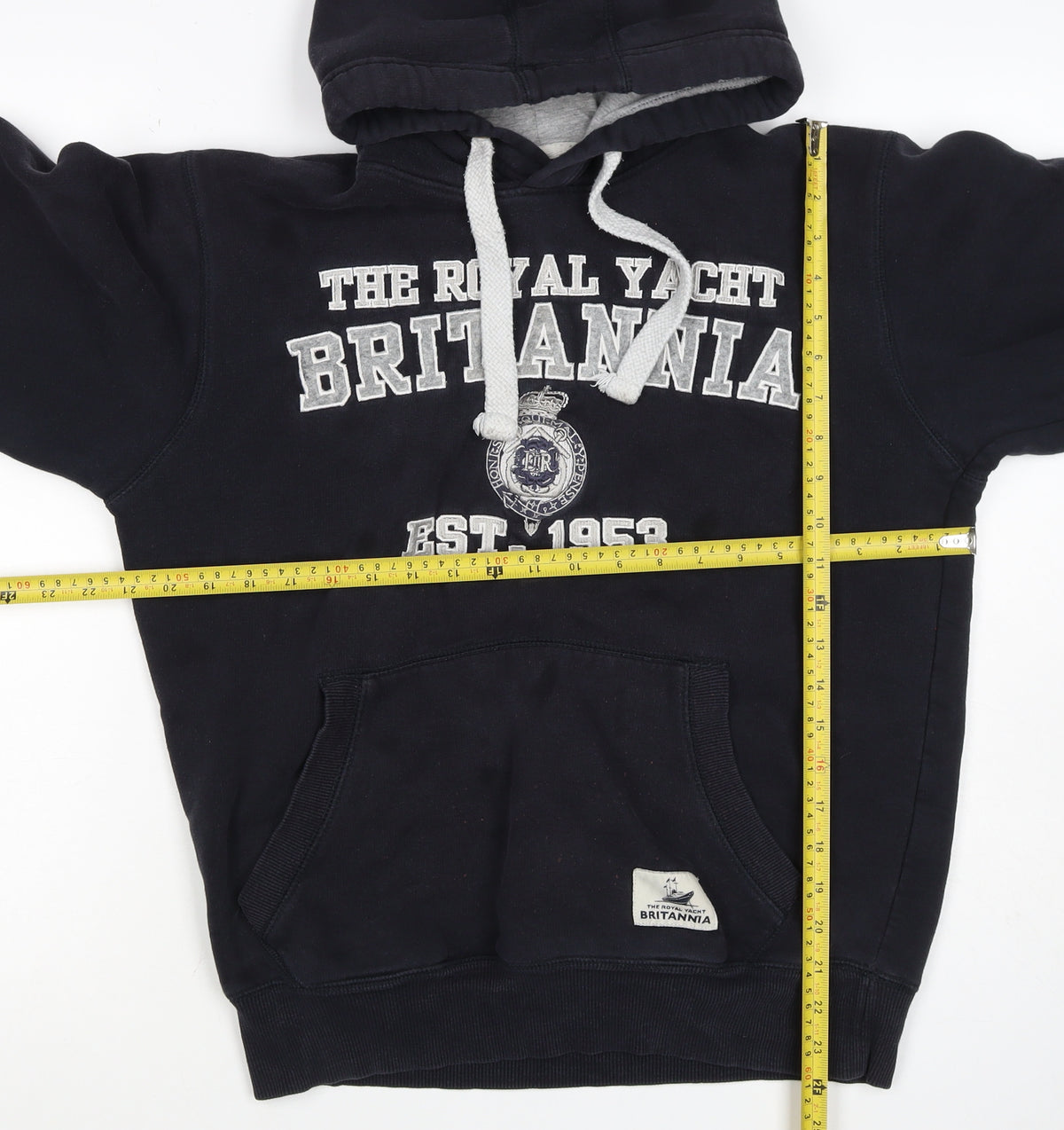 Britannia Men’s Blue M Pullover Hoodie Graphic Print Nautical Fleece