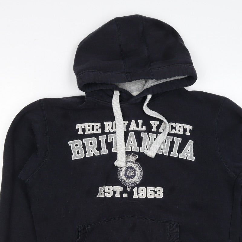 Britannia Men’s Blue M Pullover Hoodie Graphic Print Nautical Fleece