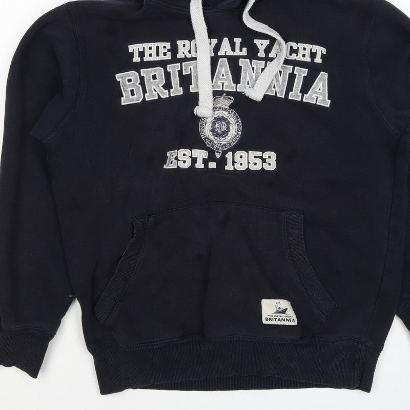 Britannia Men’s Blue M Pullover Hoodie Graphic Print Nautical Fleece