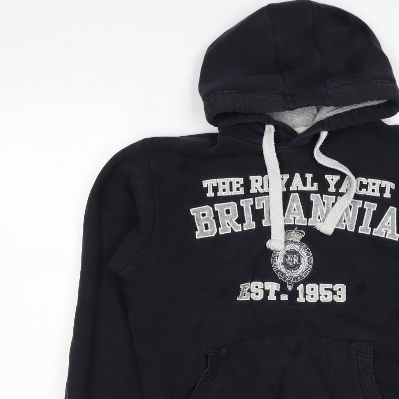 Britannia Men’s Blue M Pullover Hoodie Graphic Print Nautical Fleece