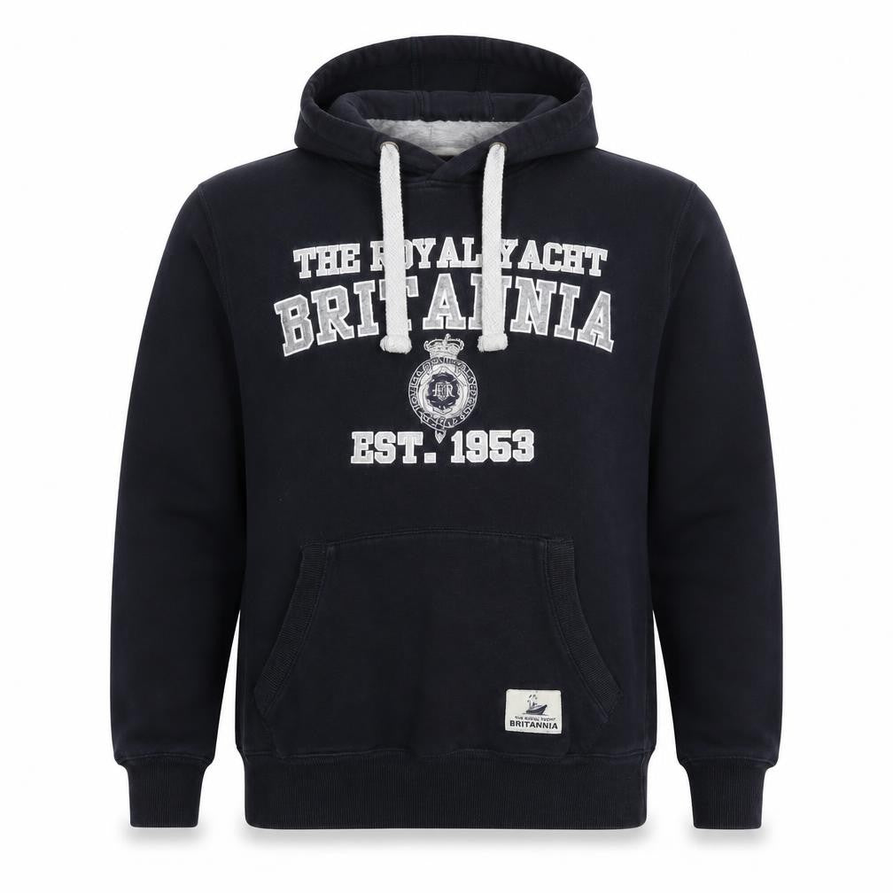 Britannia Men’s Blue M Pullover Hoodie Graphic Print Nautical Fleece