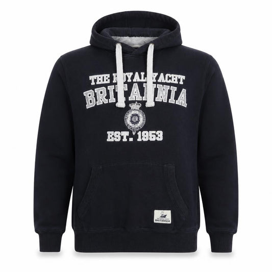 Britannia Men’s Blue M Pullover Hoodie Graphic Print Nautical Fleece