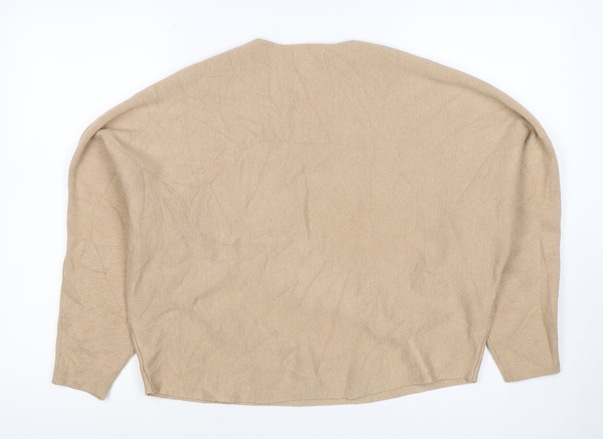 H&M Women Beige Size S 100% Cashmere V-Neck Knit Pullover