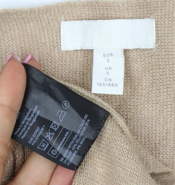 H&M Women Beige Size S 100% Cashmere V-Neck Knit Pullover