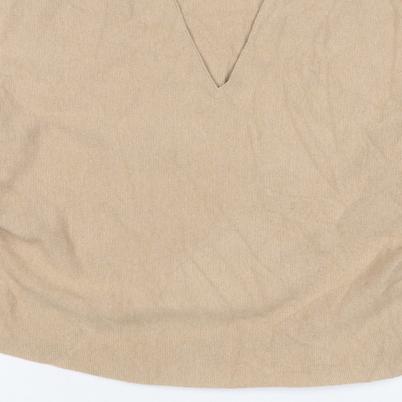 H&M Women Beige Size S 100% Cashmere V-Neck Knit Pullover