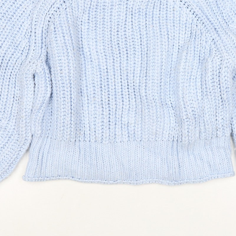 H&M Women Blue Size 12 Chunky Knit Roll Neck Pullover Jumper