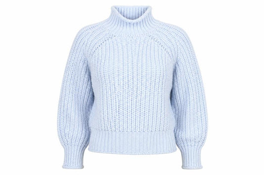 H&M Women Blue Size 12 Chunky Knit Roll Neck Pullover Jumper