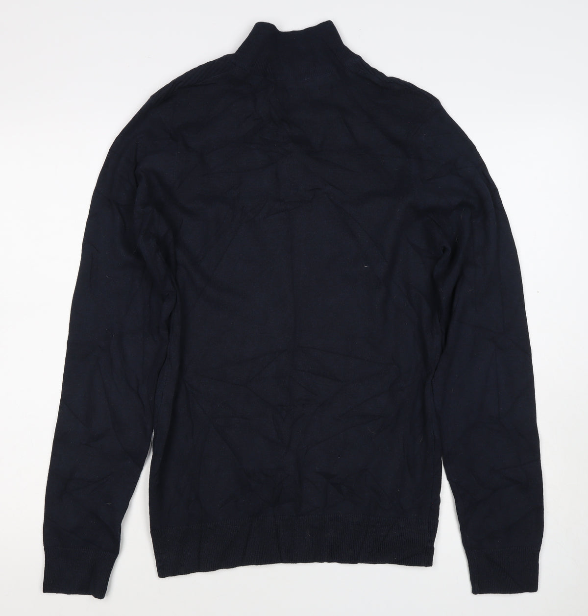 Threadbare Men’s Blue M 1/4 Zip High Neck Knit Jumper