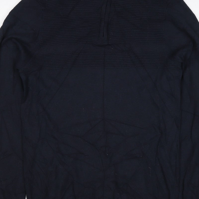 Threadbare Men’s Blue M 1/4 Zip High Neck Knit Jumper