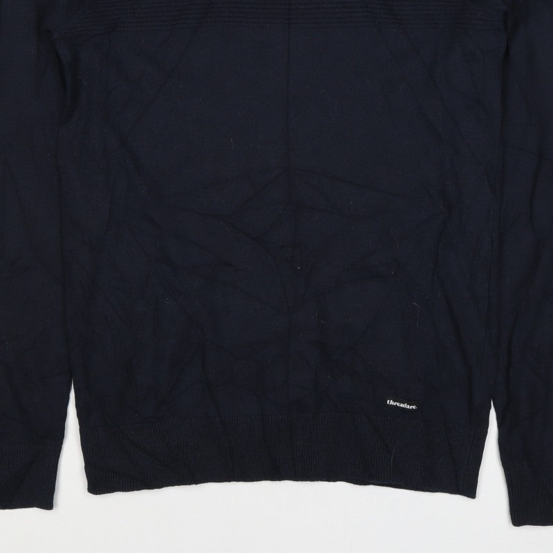 Threadbare Men’s Blue M 1/4 Zip High Neck Knit Jumper