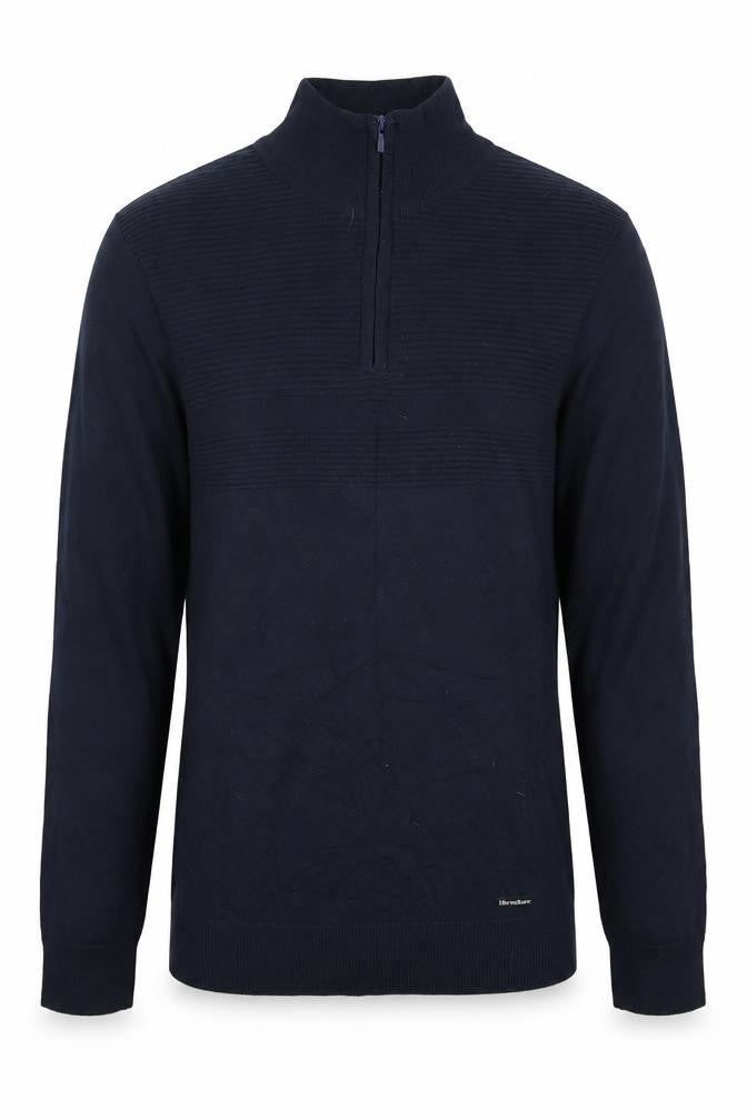 Threadbare Men’s Blue M 1/4 Zip High Neck Knit Jumper