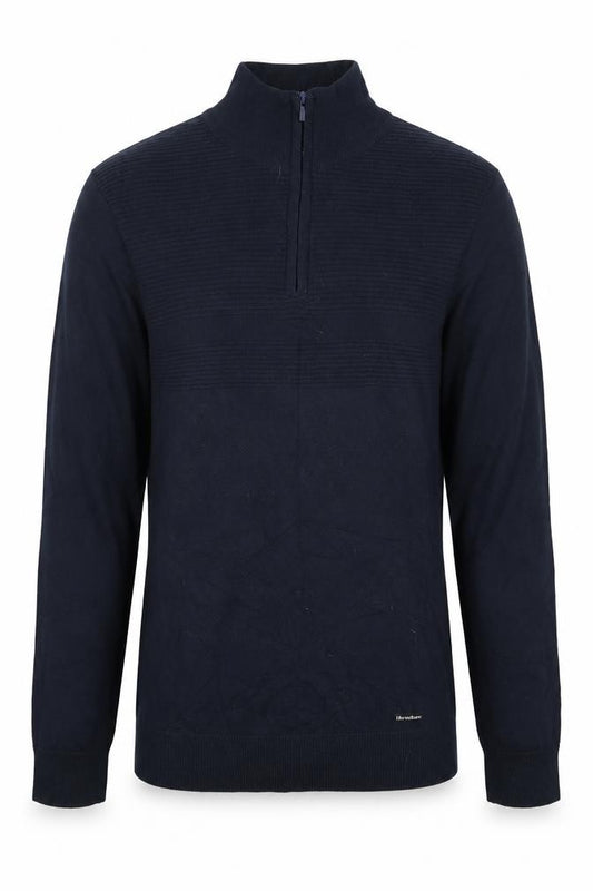 Threadbare Men’s Blue M 1/4 Zip High Neck Knit Jumper