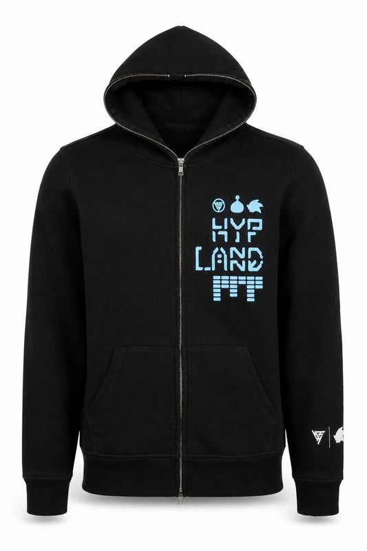 Hypland Men’s Black Small Sonic the Hedgehog Full Zip Graphic Hoodie
