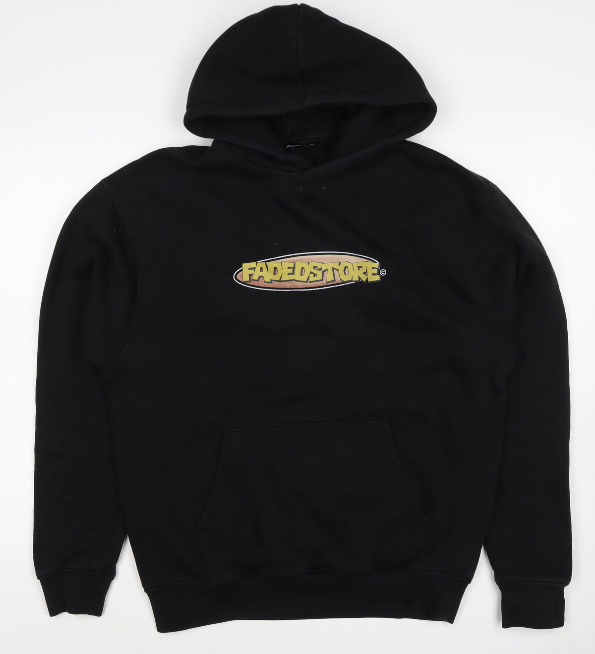 Fadedstore Men’s Black M Pullover Hoodie Logo Graphic Print Pocket