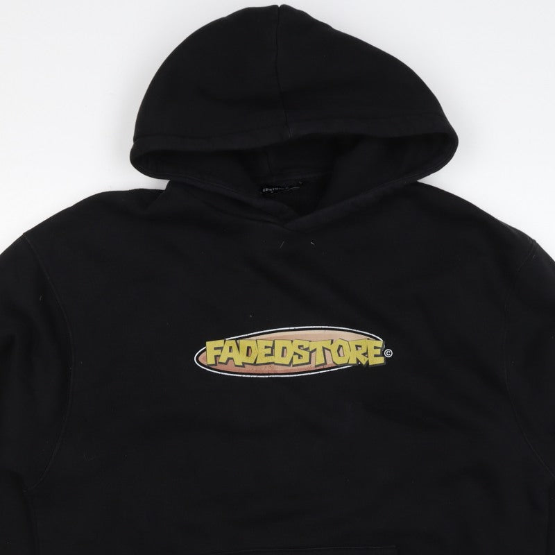 Fadedstore Men’s Black M Pullover Hoodie Logo Graphic Print Pocket