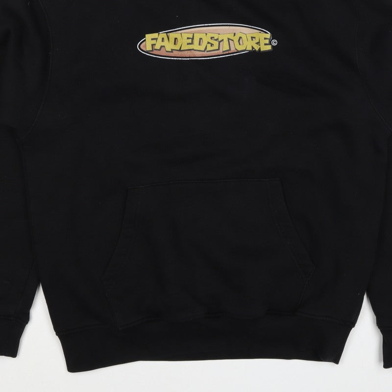 Fadedstore Men’s Black M Pullover Hoodie Logo Graphic Print Pocket