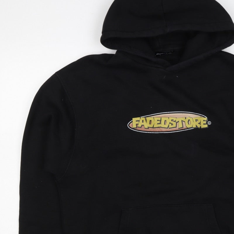Fadedstore Men’s Black M Pullover Hoodie Logo Graphic Print Pocket
