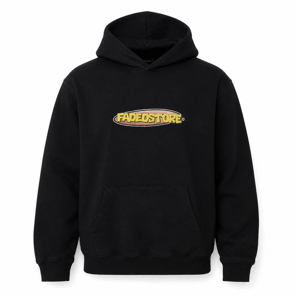 Fadedstore Men’s Black M Pullover Hoodie Logo Graphic Print Pocket