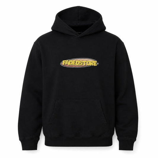 Fadedstore Men’s Black M Pullover Hoodie Logo Graphic Print Pocket