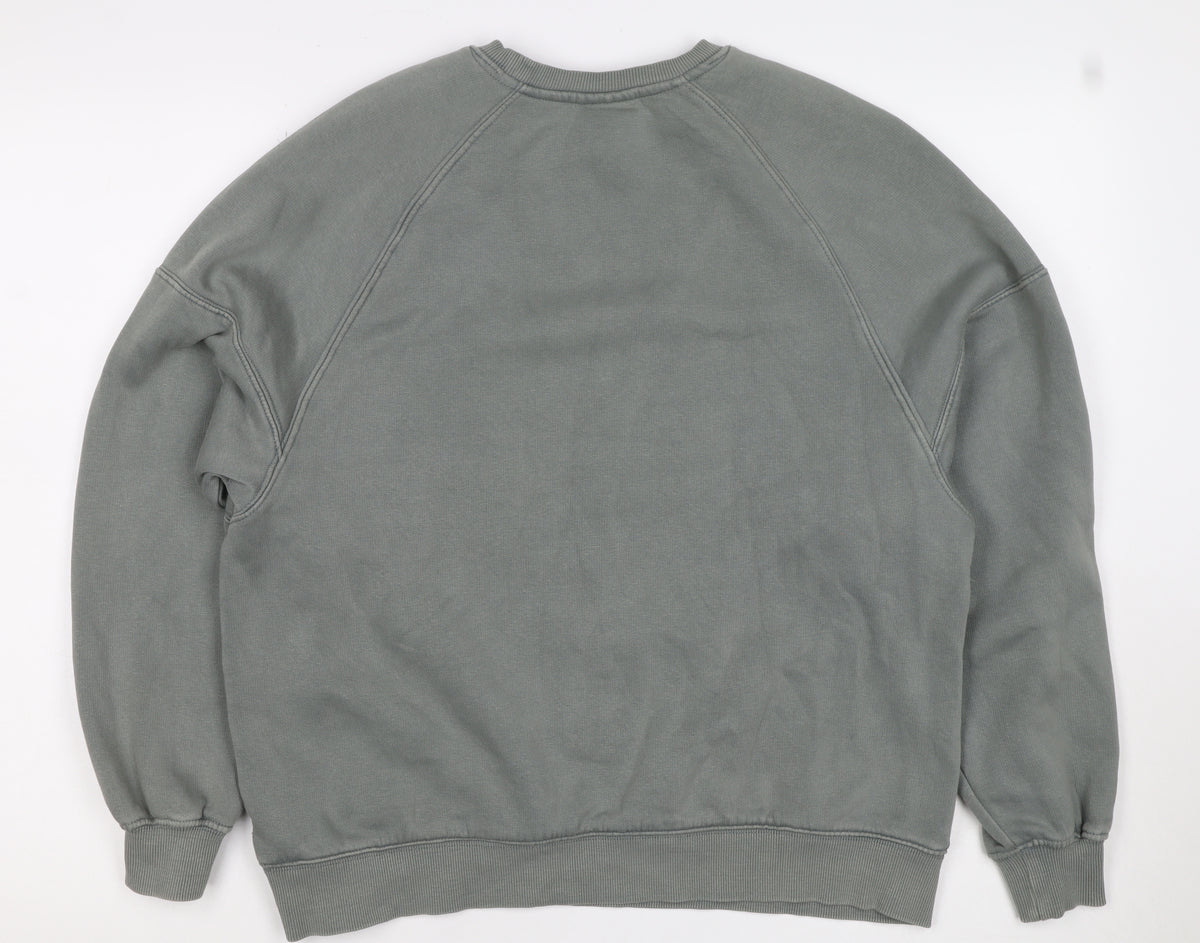 Pull&Bear Women Grey XS Pullover Crew Neck Raglan Sweatshirt