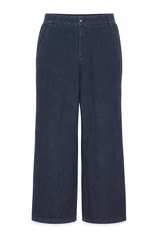 Zaffiri Women’s Blue Linen Cotton Wide-Leg Trousers UK 12