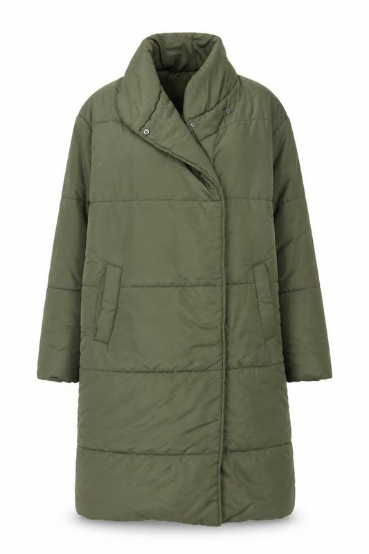 Violet Romance Women’s Green UK 6 Long Quilted Puffer Coat