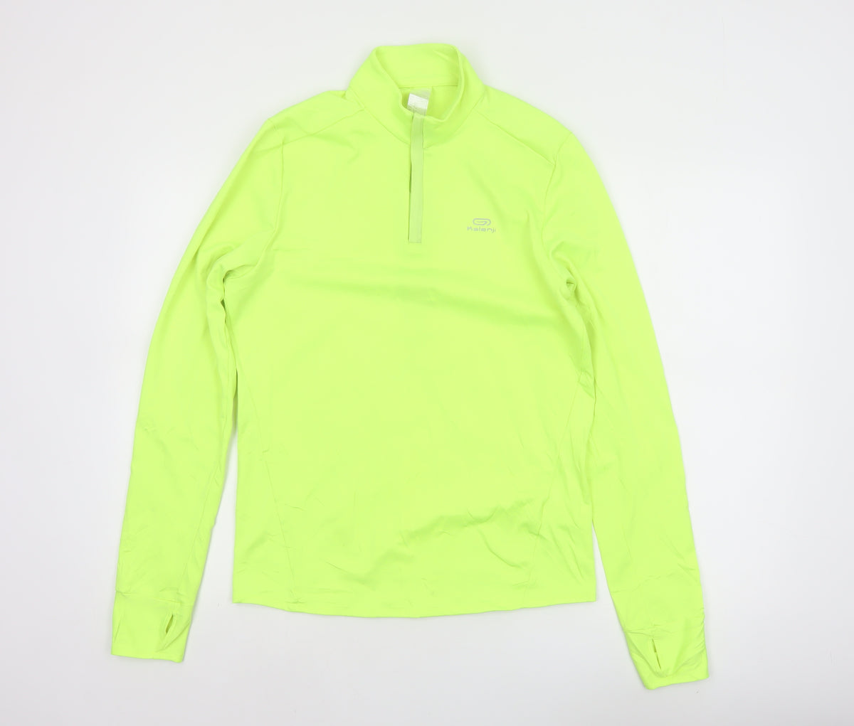 Kalenji Men Yellow S Running 1/4 Zip Reflective Long Sleeve Top