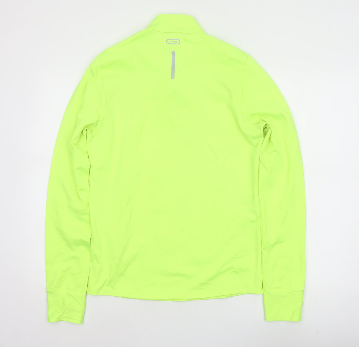 Kalenji Men Yellow S Running 1/4 Zip Reflective Long Sleeve Top