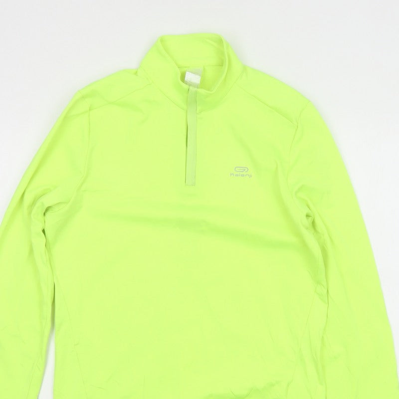 Kalenji Men Yellow S Running 1/4 Zip Reflective Long Sleeve Top