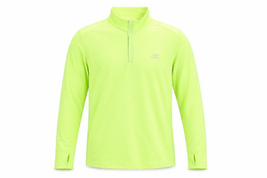 Kalenji Men Yellow S Running 1/4 Zip Reflective Long Sleeve Top