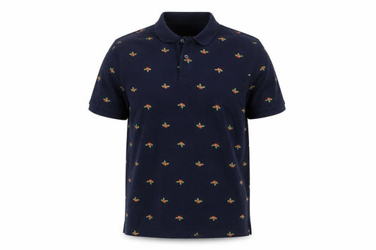 Marks and Spencer Men Black L Floral Cotton Pique Polo Shirt