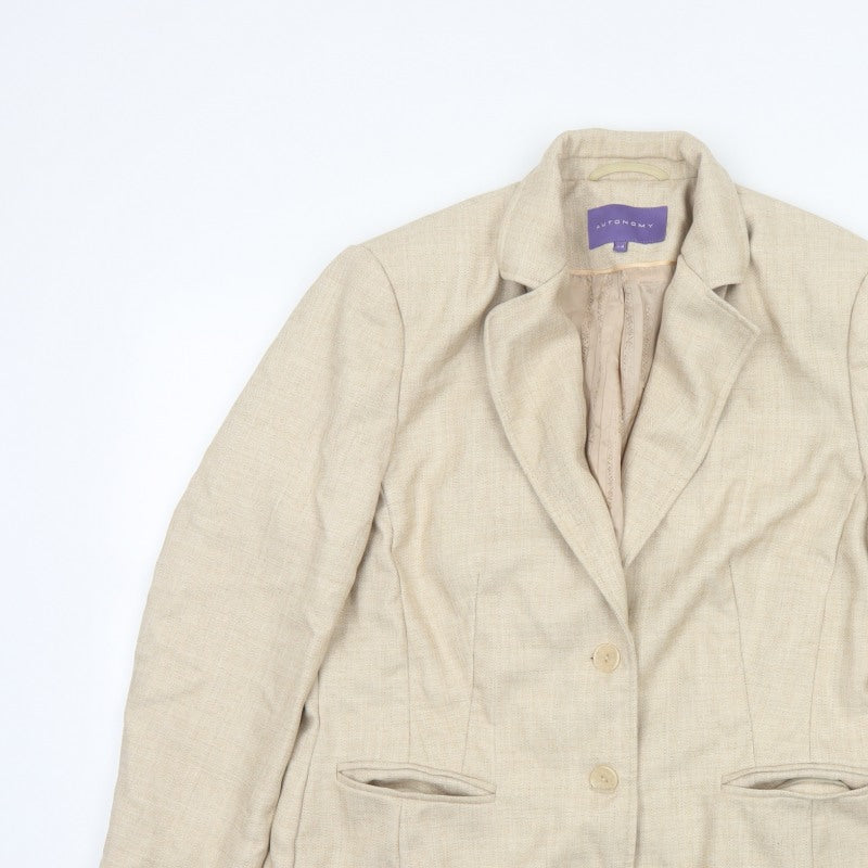 Autonomy Women’s Beige Size 14 Single-Breasted Lined Blazer Jacket