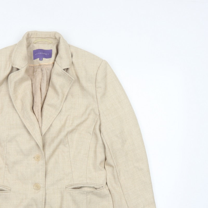 Autonomy Women’s Beige Size 14 Single-Breasted Lined Blazer Jacket