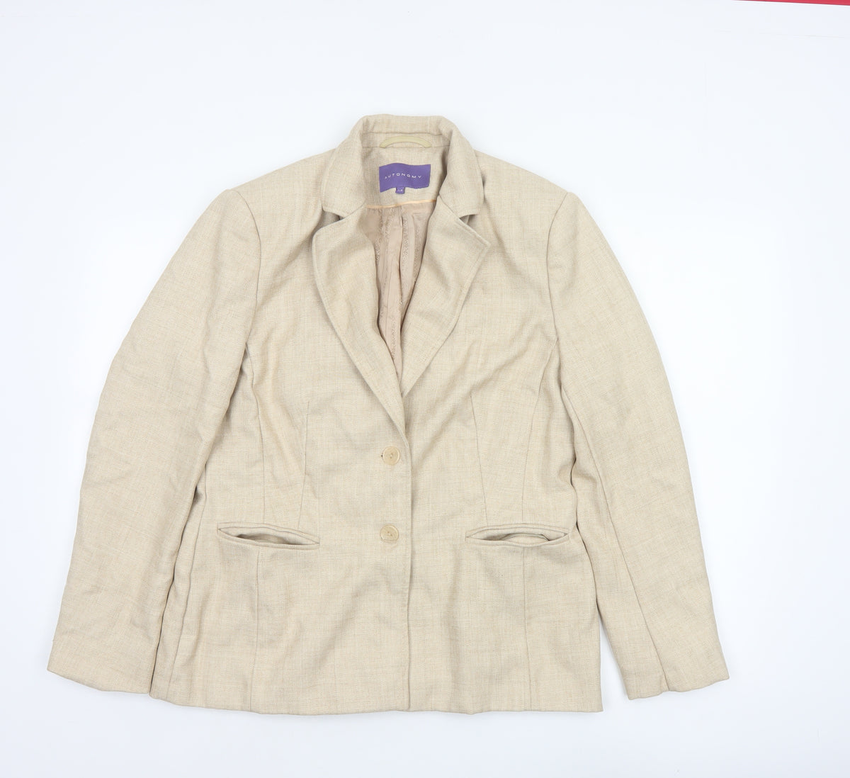 Autonomy Women’s Beige Size 14 Single-Breasted Lined Blazer Jacket