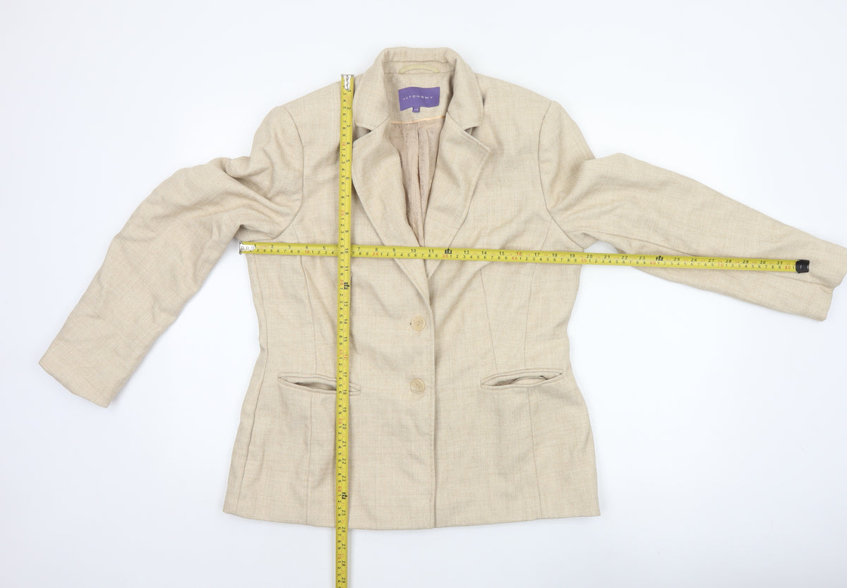 Autonomy Women’s Beige Size 14 Single-Breasted Lined Blazer Jacket