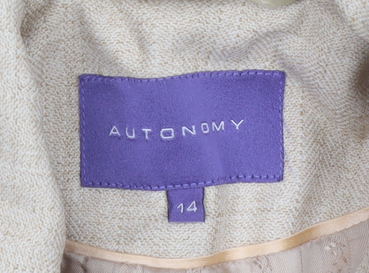 Autonomy Women’s Beige Size 14 Single-Breasted Lined Blazer Jacket
