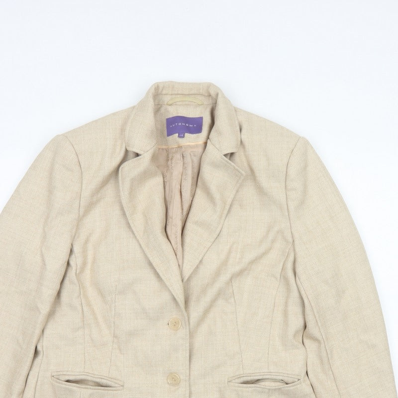 Autonomy Women’s Beige Size 14 Single-Breasted Lined Blazer Jacket