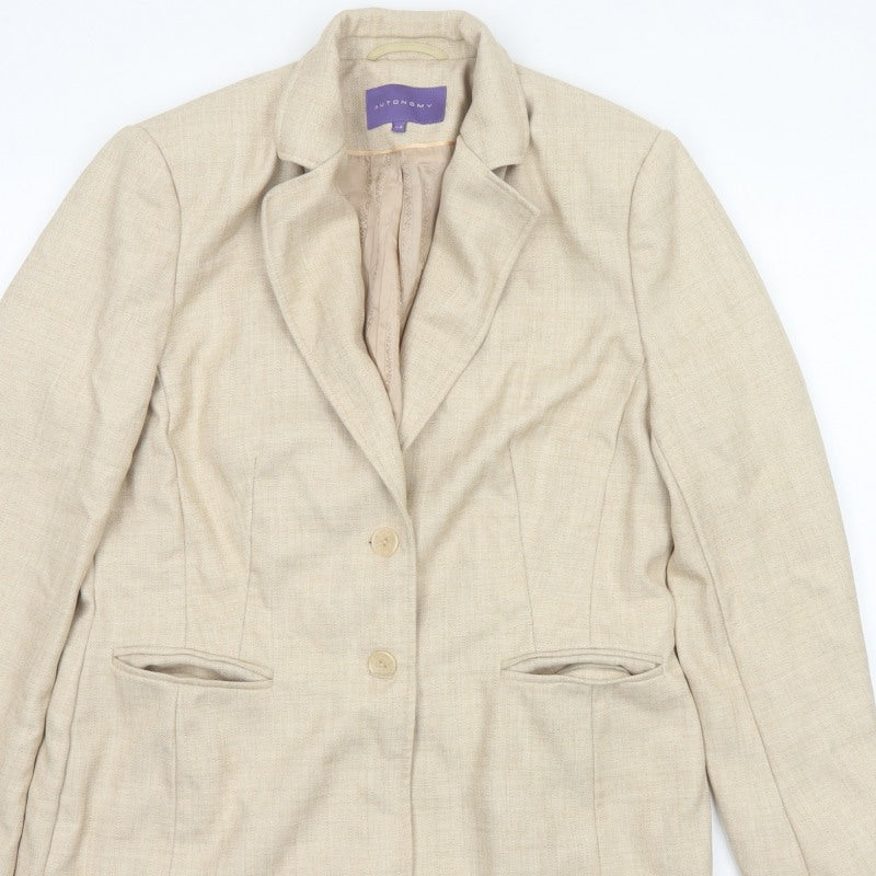 Autonomy Women’s Beige Size 14 Single-Breasted Lined Blazer Jacket