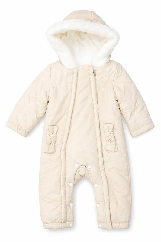 Lipsy London Girls Ivory 12-18 Months Hooded Padded Snowsuit