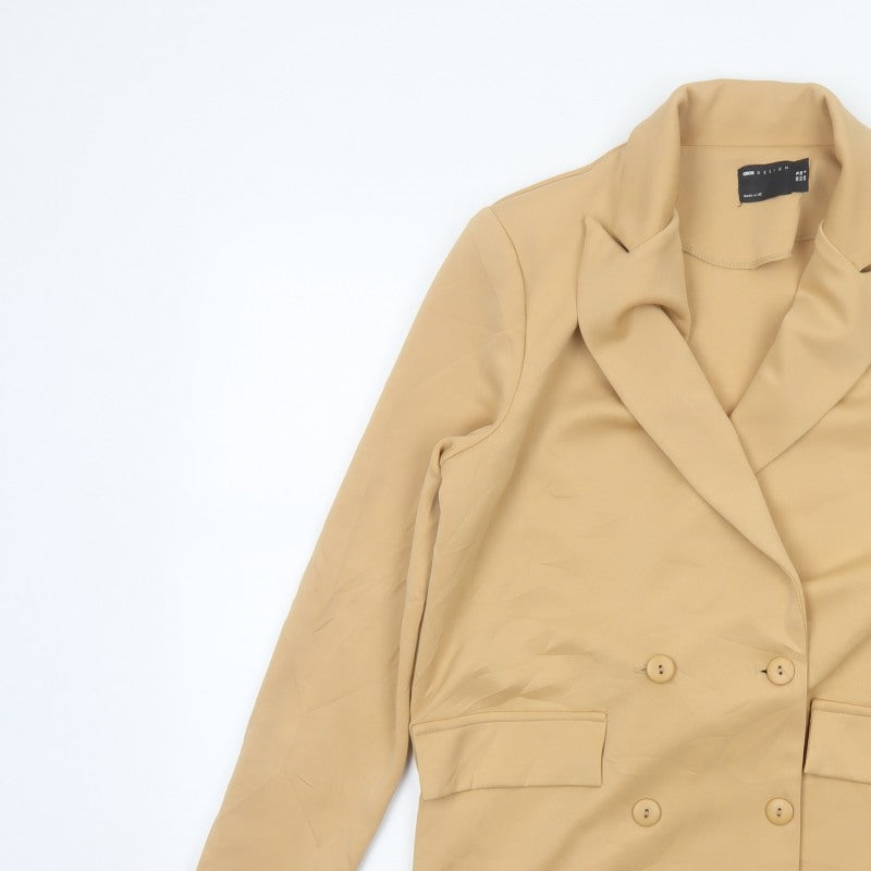 ASOS DESIGN Women’s Beige UK 10 Double-Breasted Stretch Blazer