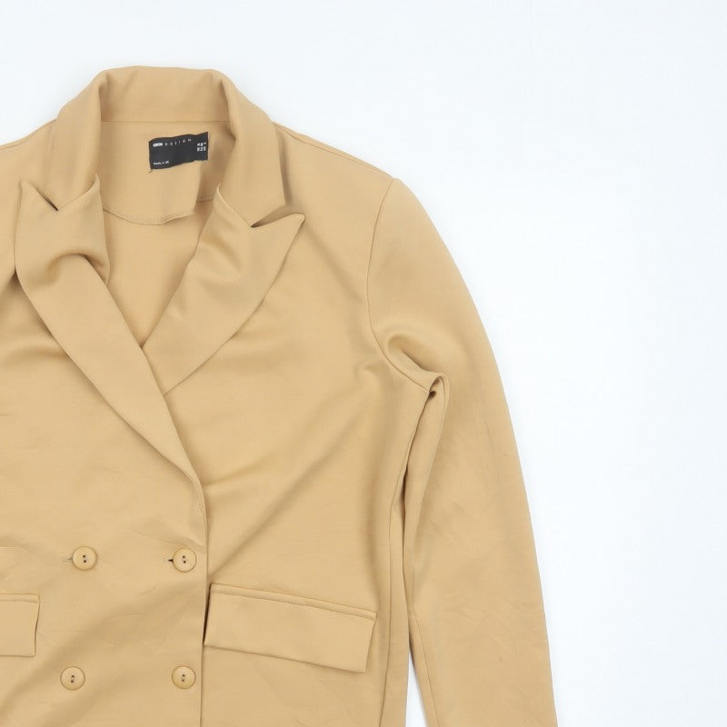 ASOS DESIGN Women’s Beige UK 10 Double-Breasted Stretch Blazer