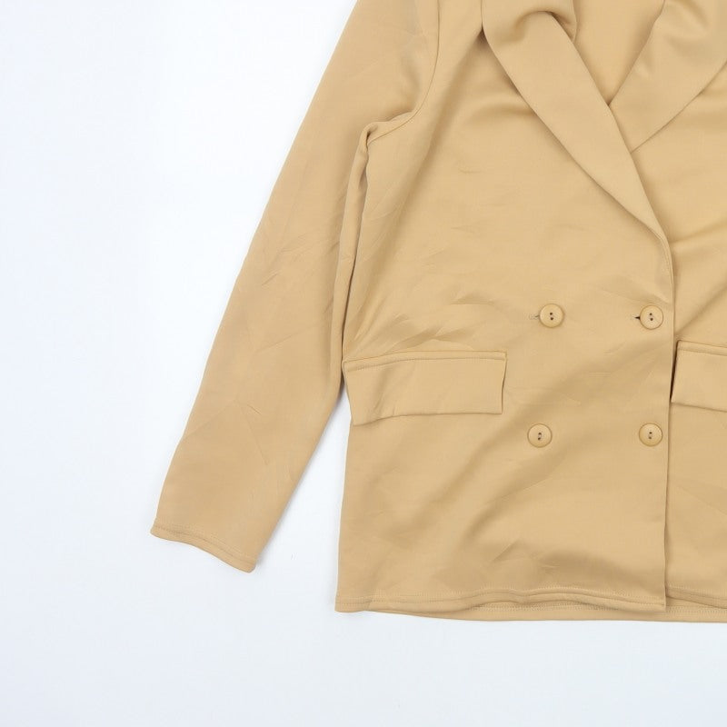 ASOS DESIGN Women’s Beige UK 10 Double-Breasted Stretch Blazer